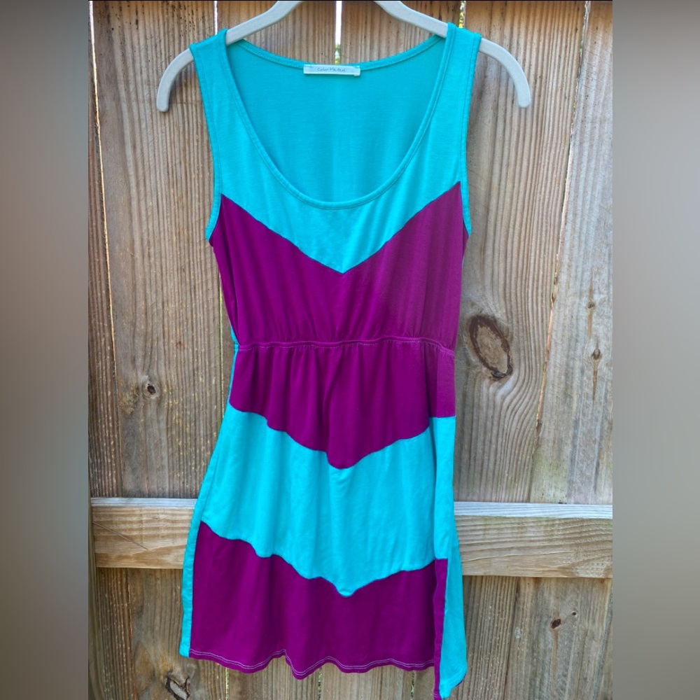 Stylish Teal and Purple Mini Dress